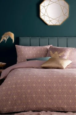 Furn. Bee Deco Geometric Reversible Duvet Cover And Pillowcase Set