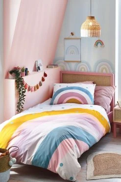 Next Kids Scandi Rainbow Reversible Duvet Cover And Pillowcase Set