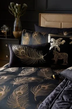 Alternative view of Laurence Llewelyn-Bowen Dandy Metallic Feather Jacquard Duvet Cover And Pillowcase Set