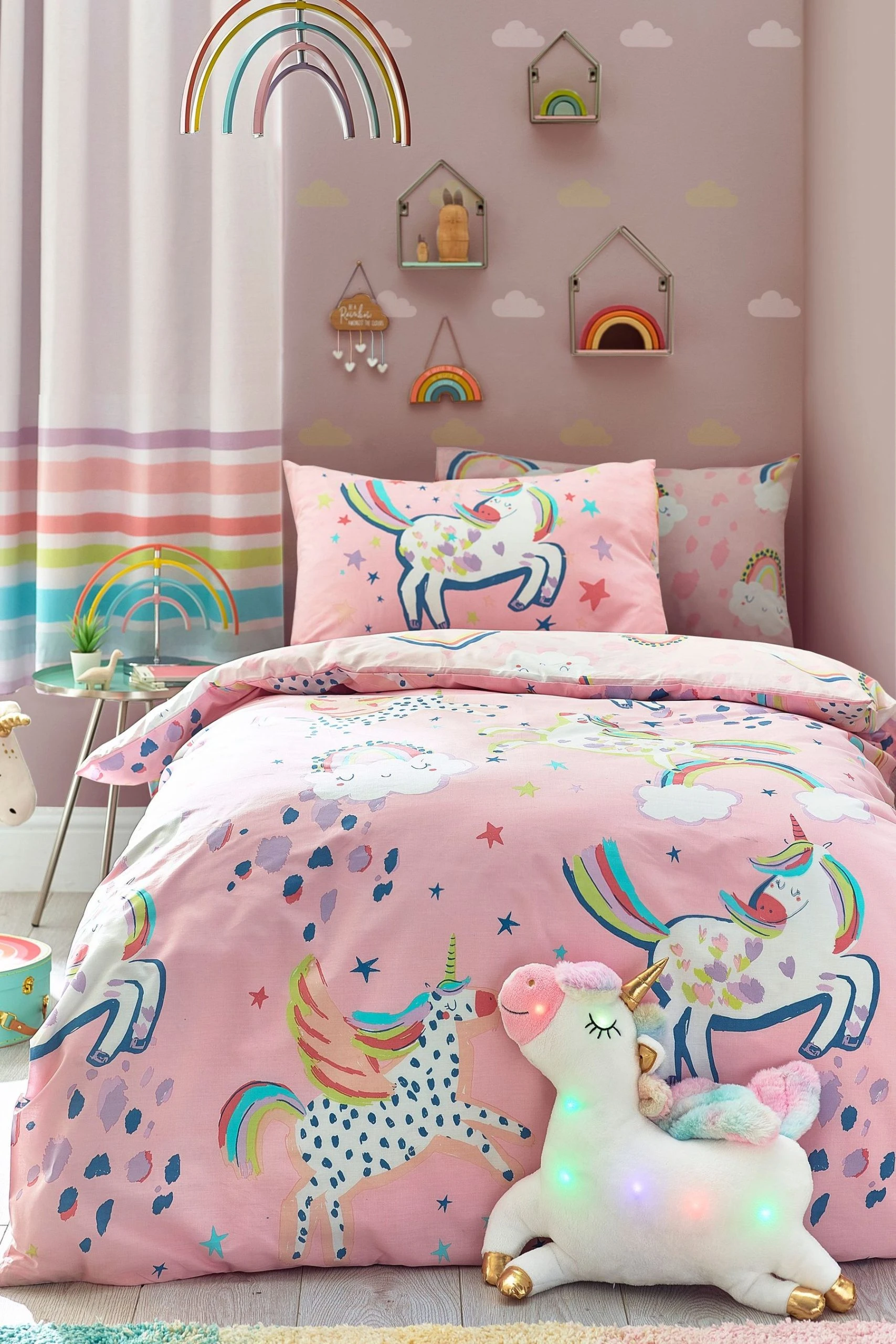 Next Kids Glow-In-The-Dark Party Unicorn Duvet Cover And Pillowcase Set 3 Next Kids Glow-In-The-Dark Party Unicorn Duvet Cover And Pillowcase Set