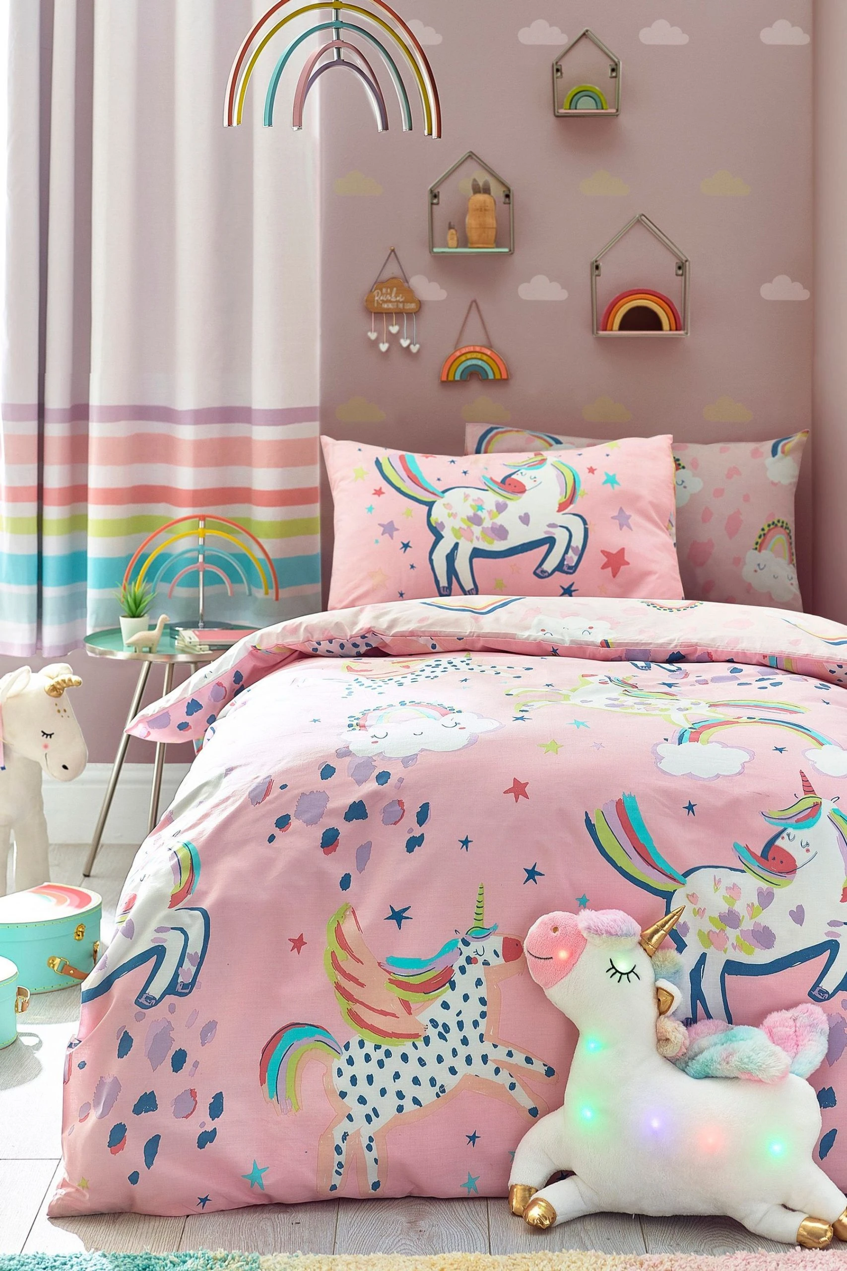 Next Kids Glow-In-The-Dark Party Unicorn Duvet Cover And Pillowcase Set 4 Next Kids Glow-In-The-Dark Party Unicorn Duvet Cover And Pillowcase Set - Image 2