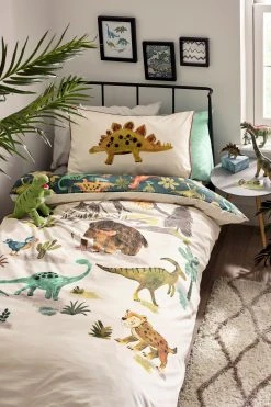 Next Kids Prehistoric Dinosaurs And Friends Reversible Duvet Cover And Pillowcase Set
