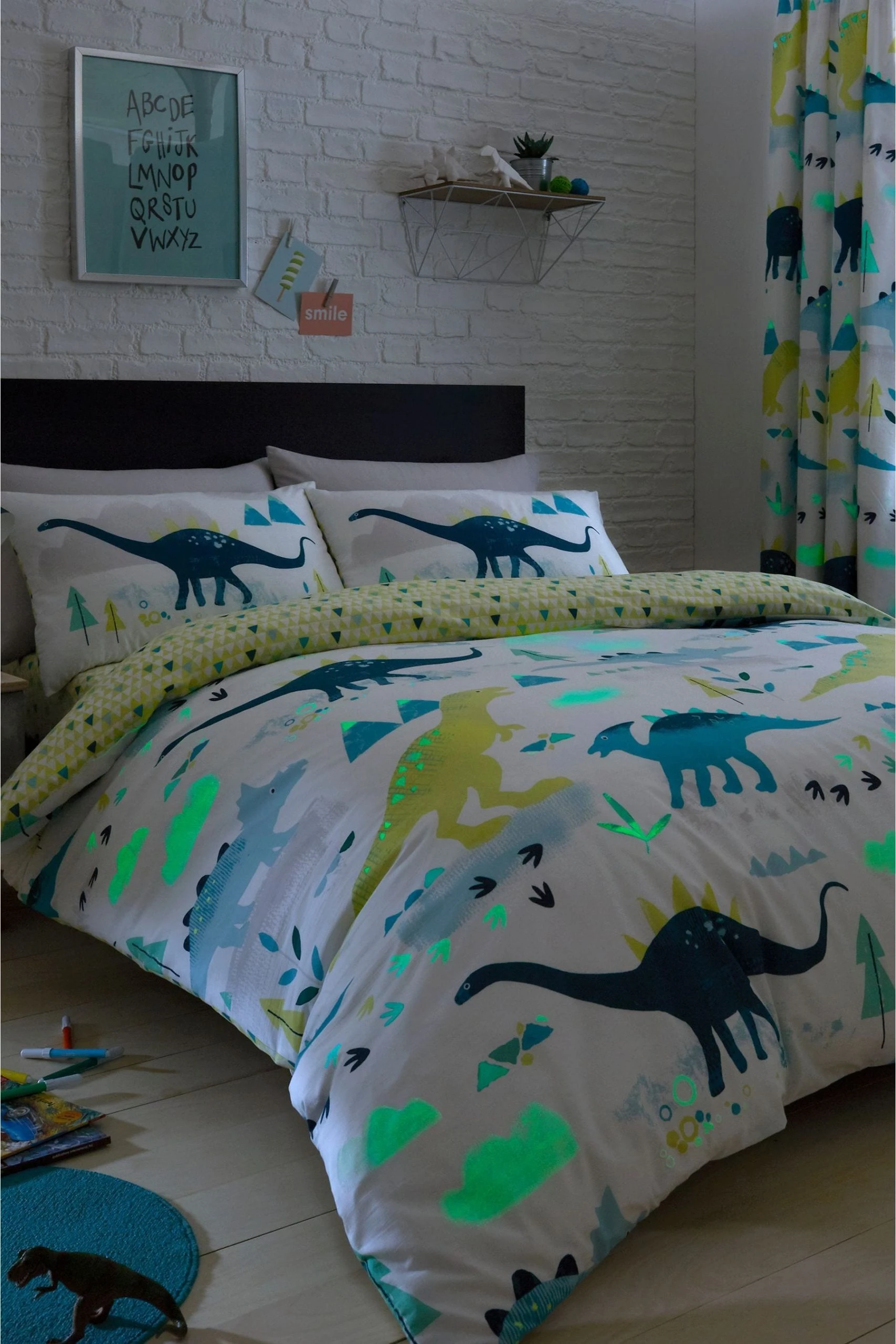 Bedlam Kids Glow In The Dark Dino Duvet Cover And Pillowcase Set 3 Bedlam Kids Glow In The Dark Dino Duvet Cover And Pillowcase Set