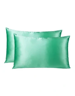 Royal Comfort Mulberry Silk Pillowcase Twin Pack Mint
