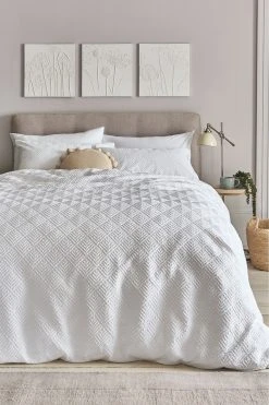 Next Embossed Geometric Duvet Cover And Pillowcase Set