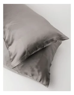 Alternative view of Heritage Silk Front Pillowcase Pair Charcoal