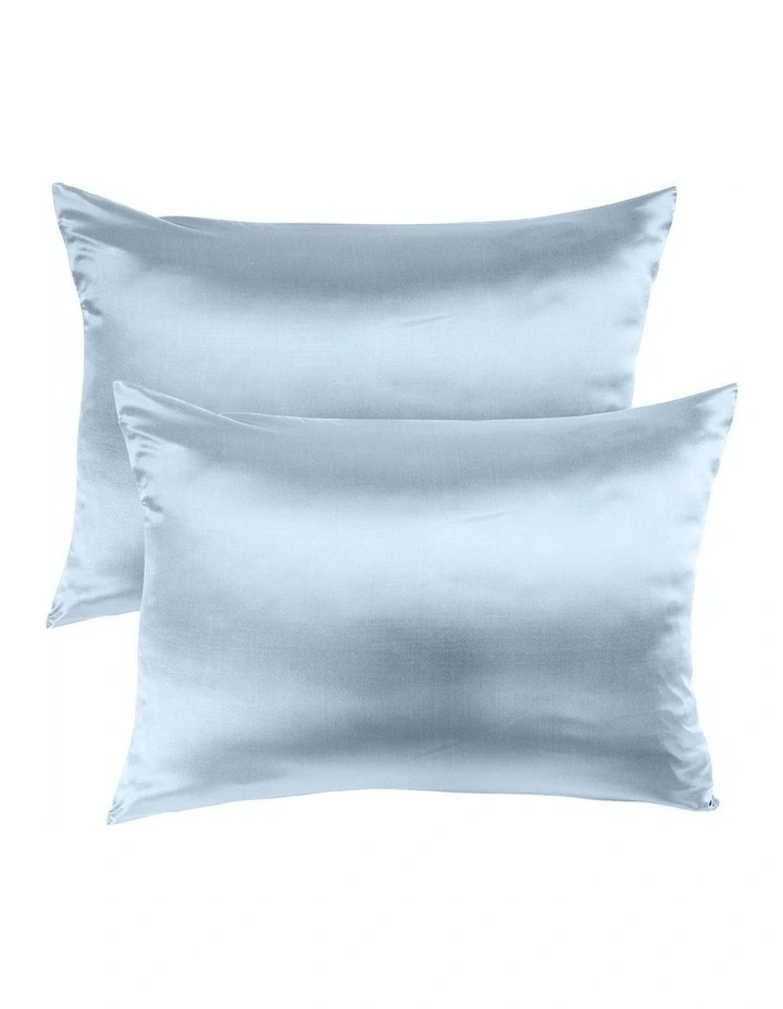 Mulberry Soft Silk Hypoallergenic Pillowcase Twin Pack 51x76cm In Light Blue 3 Mulberry Soft Silk Hypoallergenic Pillowcase Twin Pack 51x76cm In Light Blue