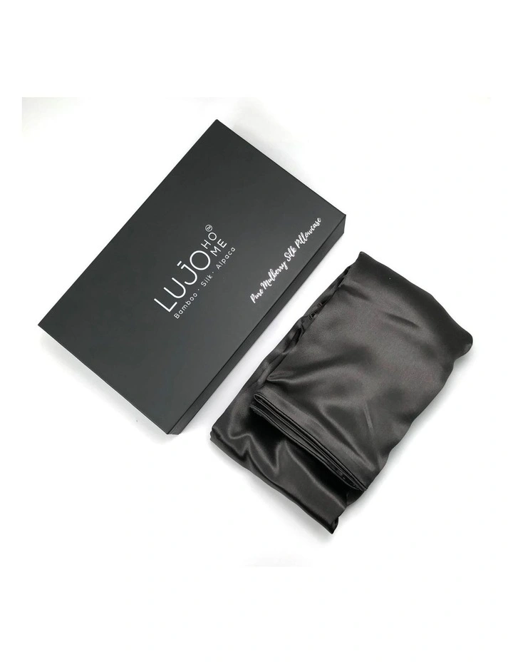 25 Momme Silk Pillowcase Charcoal 3 25 Momme Silk Pillowcase Charcoal