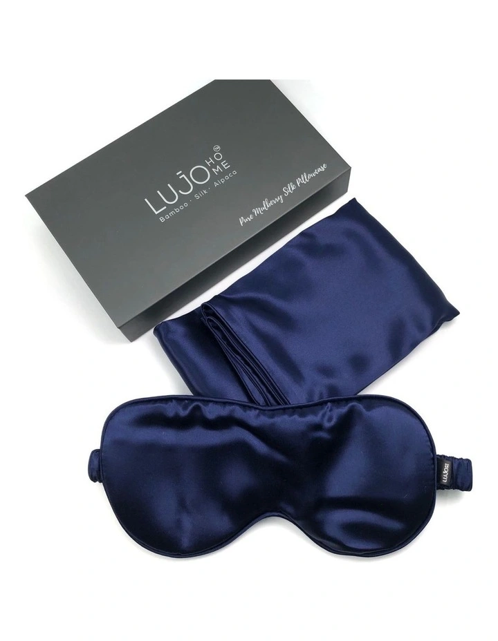 Silk Eye Mask And Pillowcase Navy 3 Silk Eye Mask And Pillowcase Navy
