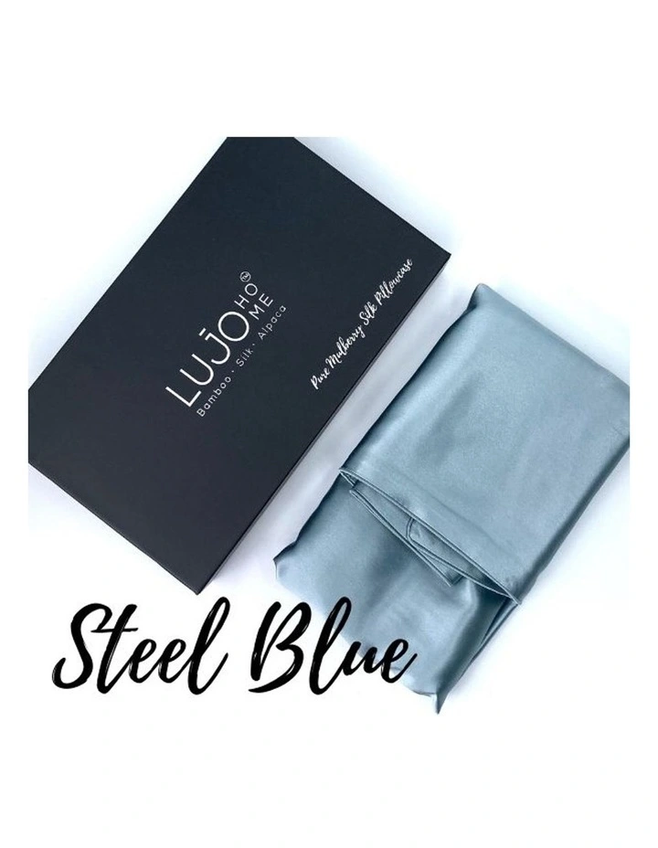 Silk Eye Mask And Pillowcase In Steel Blue 4 Silk Eye Mask And Pillowcase In Steel Blue - Image 2