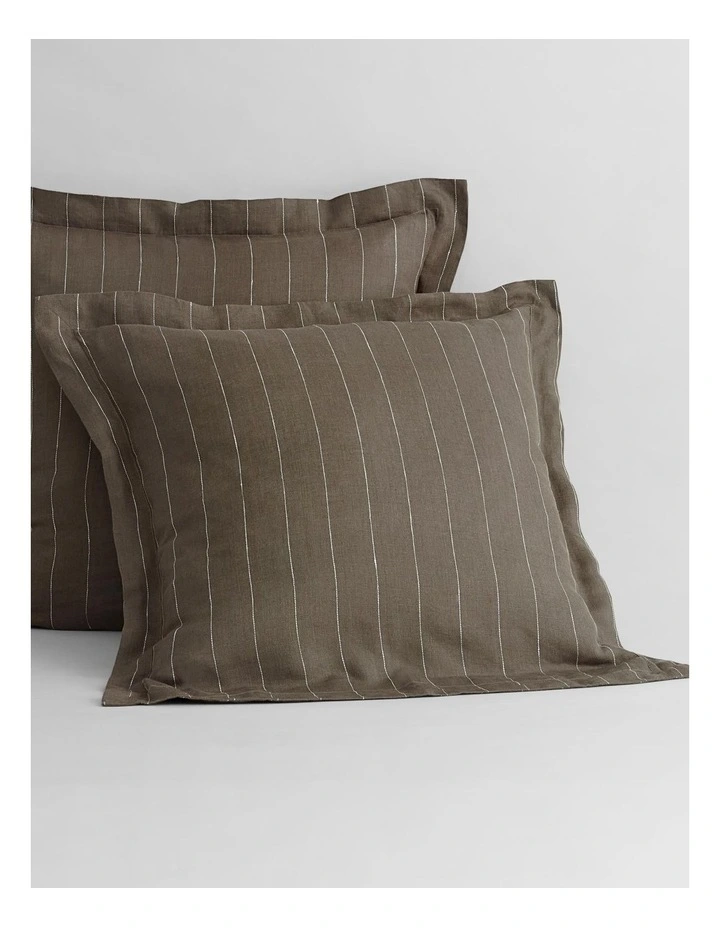 Abbotson Stripe Tailored European Pillowcase In Khaki 3 Abbotson Stripe Tailored European Pillowcase In Khaki