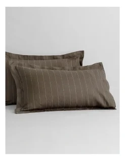 Abbotson Stripe Tailored Pillowcase Pair In Khaki