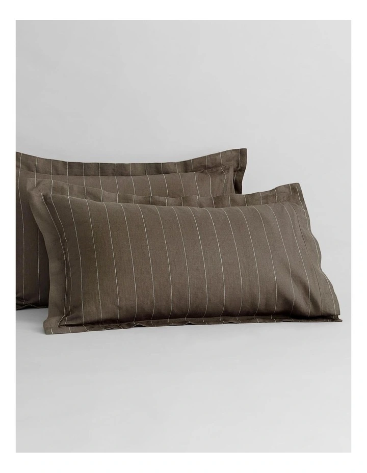 Abbotson Stripe Tailored Pillowcase Pair In Khaki 3 Abbotson Stripe Tailored Pillowcase Pair In Khaki