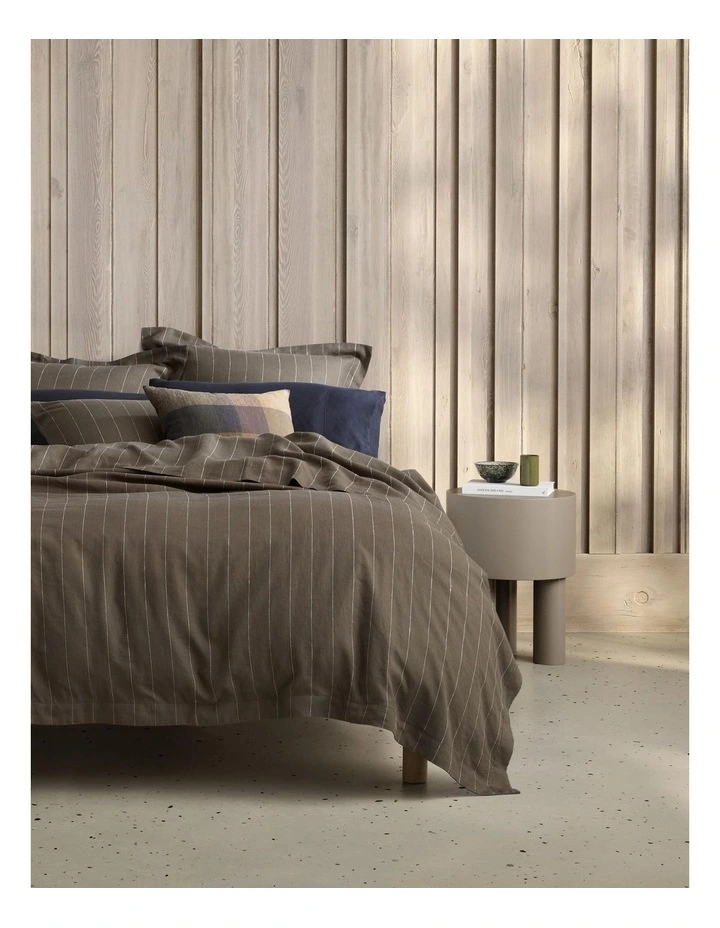 Abbotson Stripe Tailored Pillowcase Pair In Khaki 4 Abbotson Stripe Tailored Pillowcase Pair In Khaki - Image 2