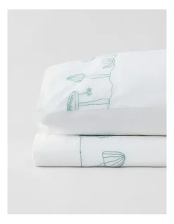 Alternative view of Mushroom Garden Embroidered Pillowcase In Salt