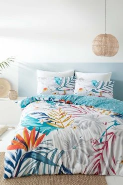 Pineapple Elephant Ayanna Tropical Floral Cotton Duvet Cover And Pillowcase Set