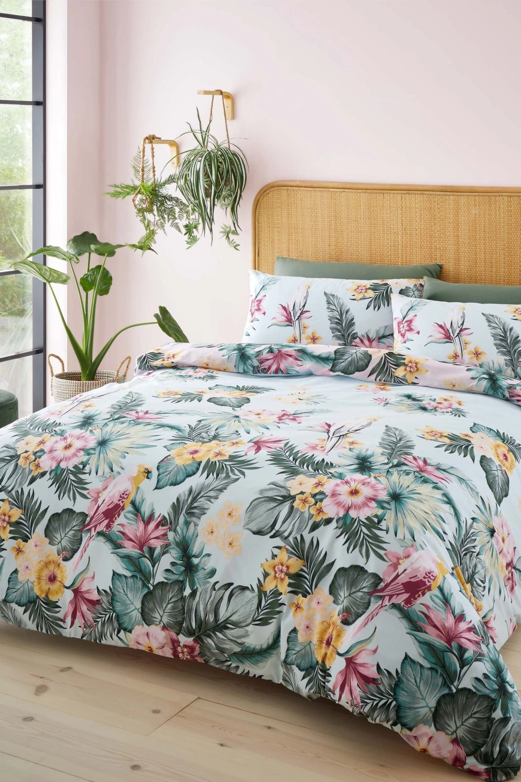 Catherine Lansfield Tropical Floral Duvet Cover And Pillowcase Set 3 Catherine Lansfield Tropical Floral Duvet Cover And Pillowcase Set