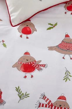 Catherine Lansfield Christmas Robins Duvet Cover And Pillowcase Set -Furn Online A52963s3