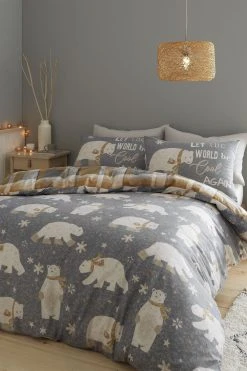Catherine Lansfield Brushed Cotton Polar Bear Duvet Cover And Pillowcase Set