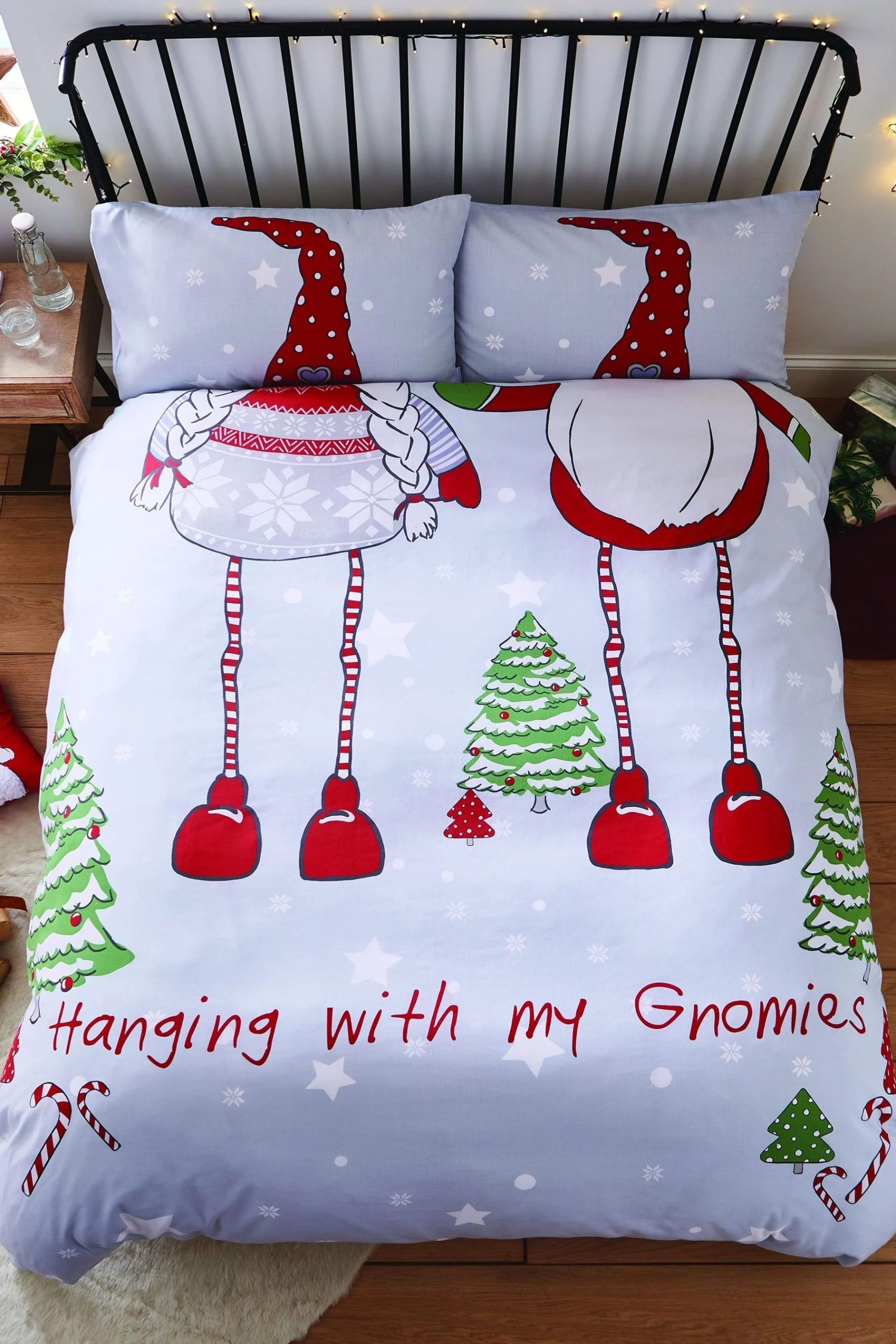 Catherine Lansfield Hanging With My Gnomies Duvet Cover And Pillowcase Set 3 Catherine Lansfield Hanging With My Gnomies Duvet Cover And Pillowcase Set