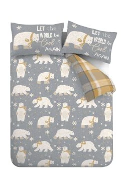 Catherine Lansfield Brushed Cotton Polar Bear Duvet Cover And Pillowcase Set -Furn Online A58950s5