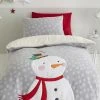 Catherine Lansfield Cosy Snowman Fleece Duvet Cover And Pillowcase Set -Furn Online A63097s