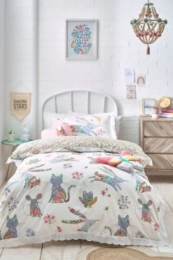 Next Kids 100% Cotton Floral Bunnies Woodland Duvet Cover And Pillowcase Set