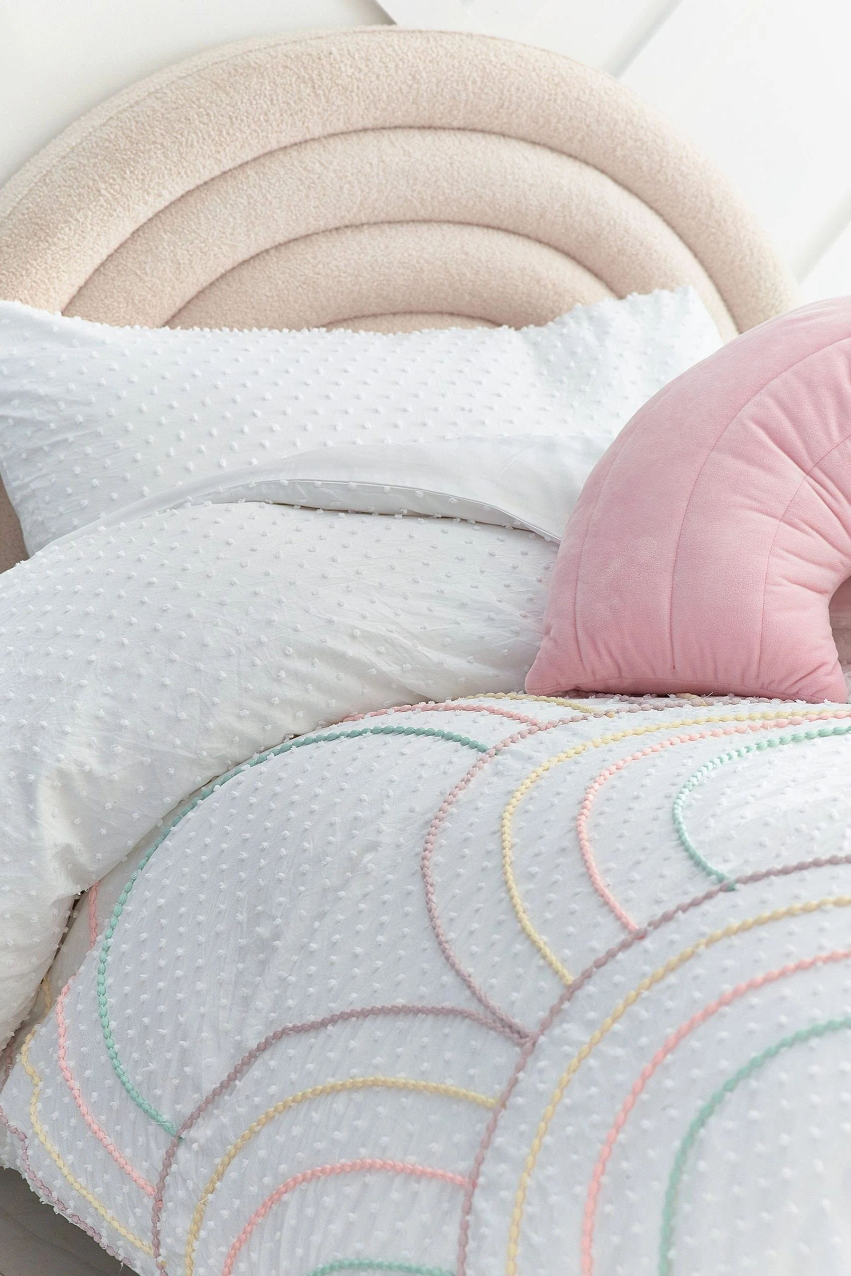 Next Kids Embroidered Rainbows Duvet Cover And Pillowcase Set 4 Next Kids Embroidered Rainbows Duvet Cover And Pillowcase Set - Image 2