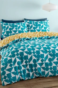 Catherine Lansfield Retro Geo Reversible Duvet Cover And Pillowcase Set