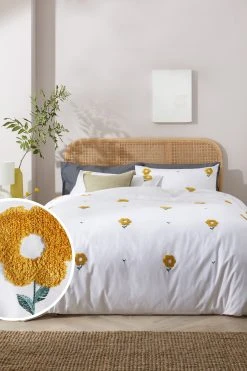 Next Tufted Embroidered Flowers 100% Cotton Duvet Cover And Pillowcase Set