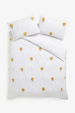 Next Tufted Embroidered Flowers 100% Cotton Duvet Cover And Pillowcase Set -Furn Online C11 520s5