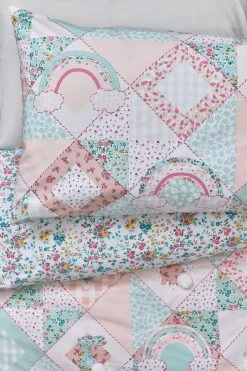 Next Rainbow Patchwork Design With Poms 100% Cotton Duvet Cover And Pillowcase Set 14 Next Rainbow Patchwork Design With Poms 100% Cotton Duvet Cover And Pillowcase Set -Furn Online C21 694s4