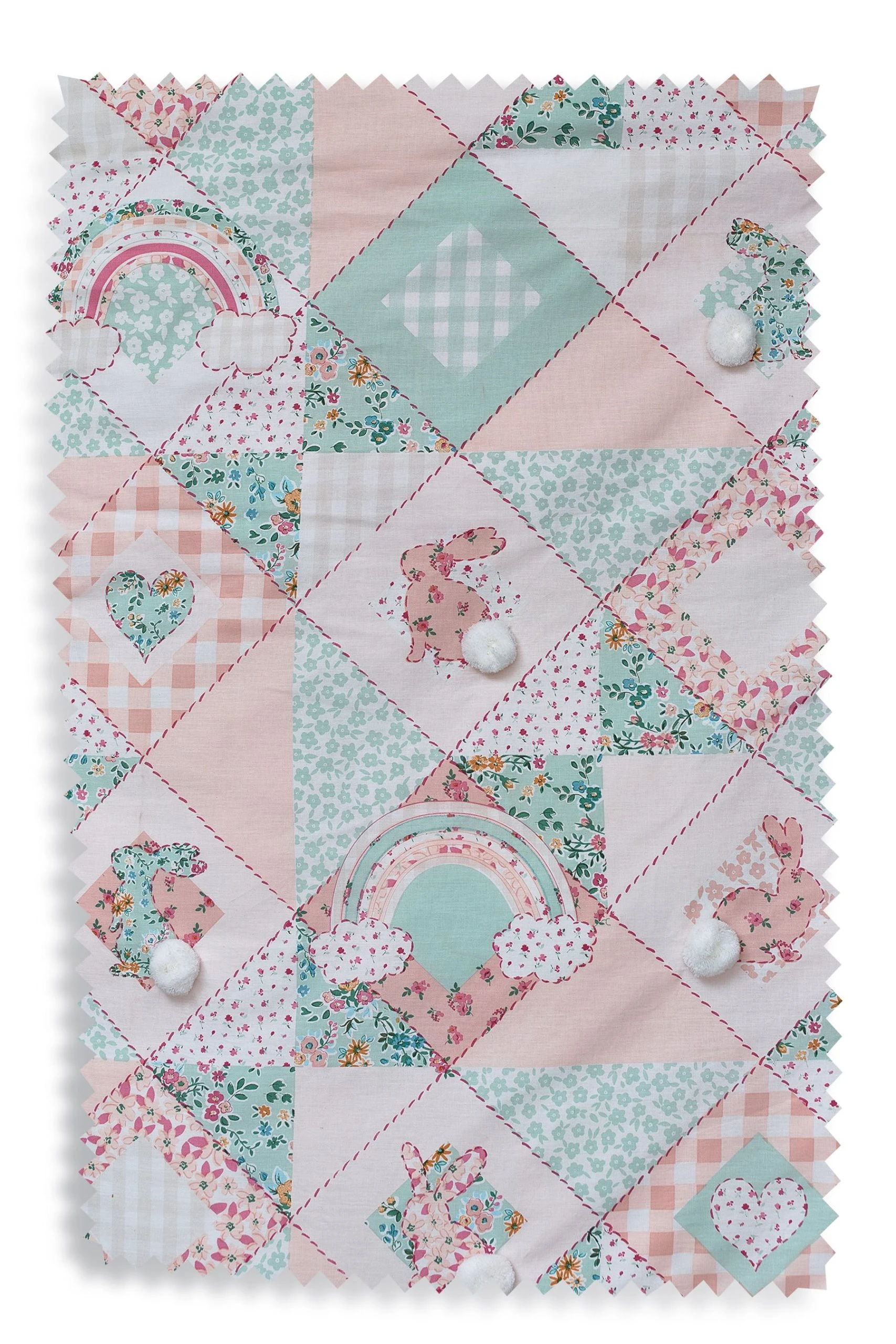 Next Rainbow Patchwork Design With Poms 100% Cotton Duvet Cover And Pillowcase Set 11 Next Rainbow Patchwork Design With Poms 100% Cotton Duvet Cover And Pillowcase Set - Image 9