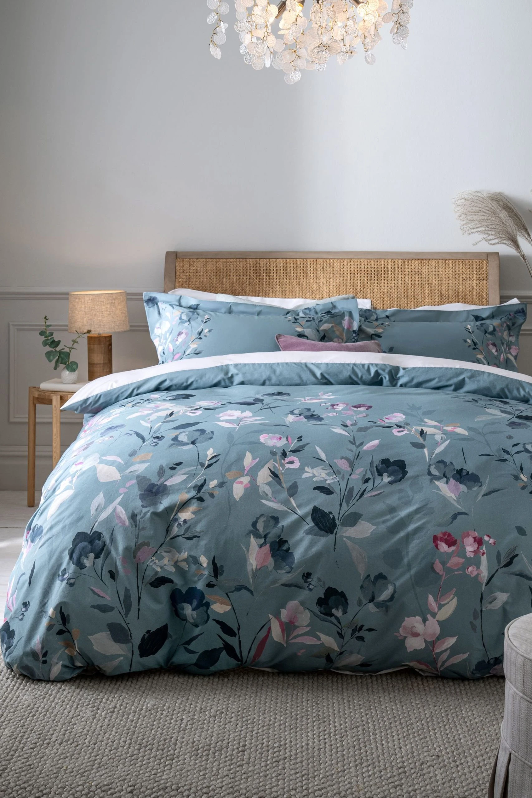 Next Floral Oxford Edge Reversible 100% Cotton Duvet Cover And Pillowcase Set 3 Next Floral Oxford Edge Reversible 100% Cotton Duvet Cover And Pillowcase Set