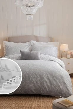 Next Reversible 100% Cotton Floral With Trim Duvet Cover And Pillowcase Set