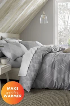 Catherine Lansfield Brushed Argyle Reversible Duvet Cover And Pillowcase Set
