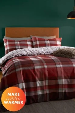 Catherine Lansfield Brushed Check Reversible Duvet Cover And Pillowcase Set