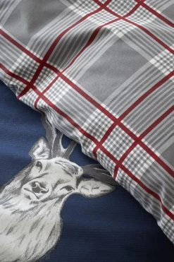 Catherine Lansfield Stag Check Reversible Duvet Cover And Pillowcase Set -Furn Online C61131s4