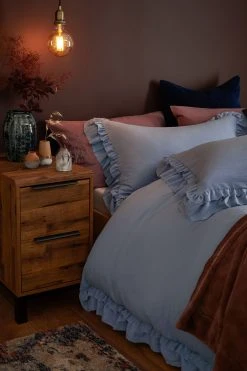 Next Super Soft Double Frill Raw Edge Duvet Cover And Pillowcase Set -Furn Online C64423s3