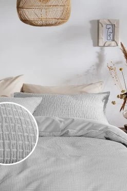 Next Stitch Effect Jacquard Duvet Cover And Pillowcase Set