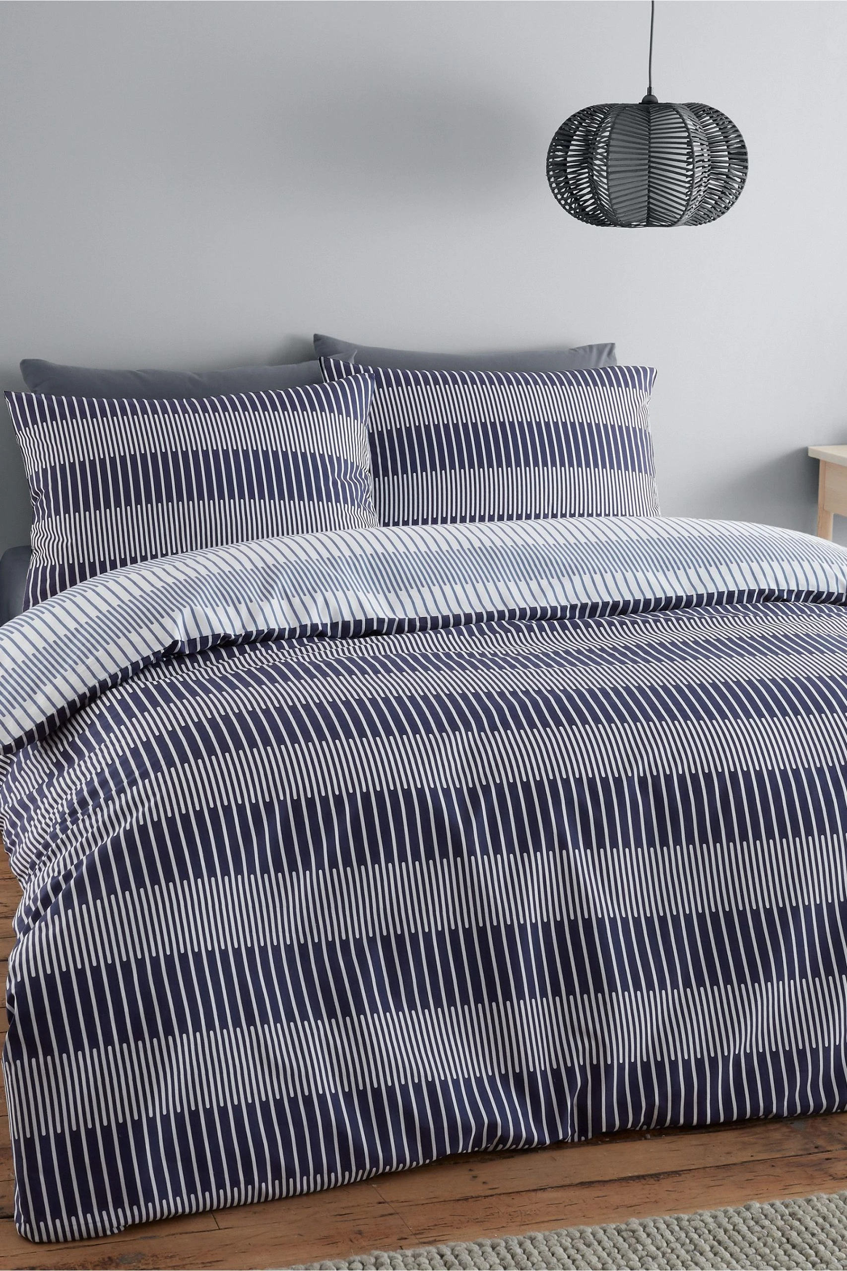 Catherine Lansfield Lines Reversible Duvet Cover And Pillowcase Set 3 Catherine Lansfield Lines Reversible Duvet Cover And Pillowcase Set