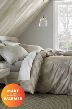 Catherine Lansfield Brushed Argyle Pattern Reversible Duvet Cover And Pillowcase Set