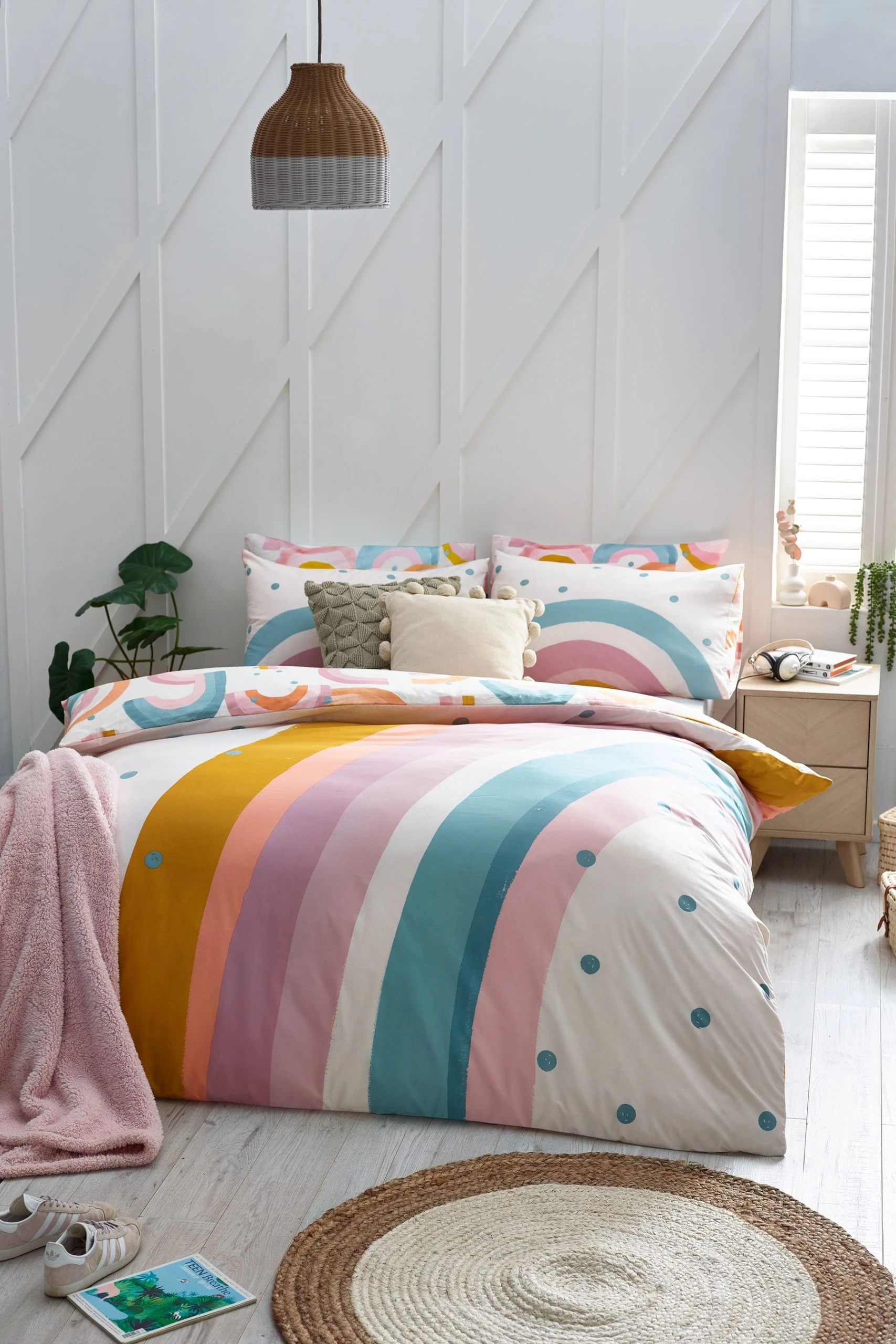 Next Scandi Rainbow Reversible Duvet Cover And Pillowcase Set 3 Next Scandi Rainbow Reversible Duvet Cover And Pillowcase Set