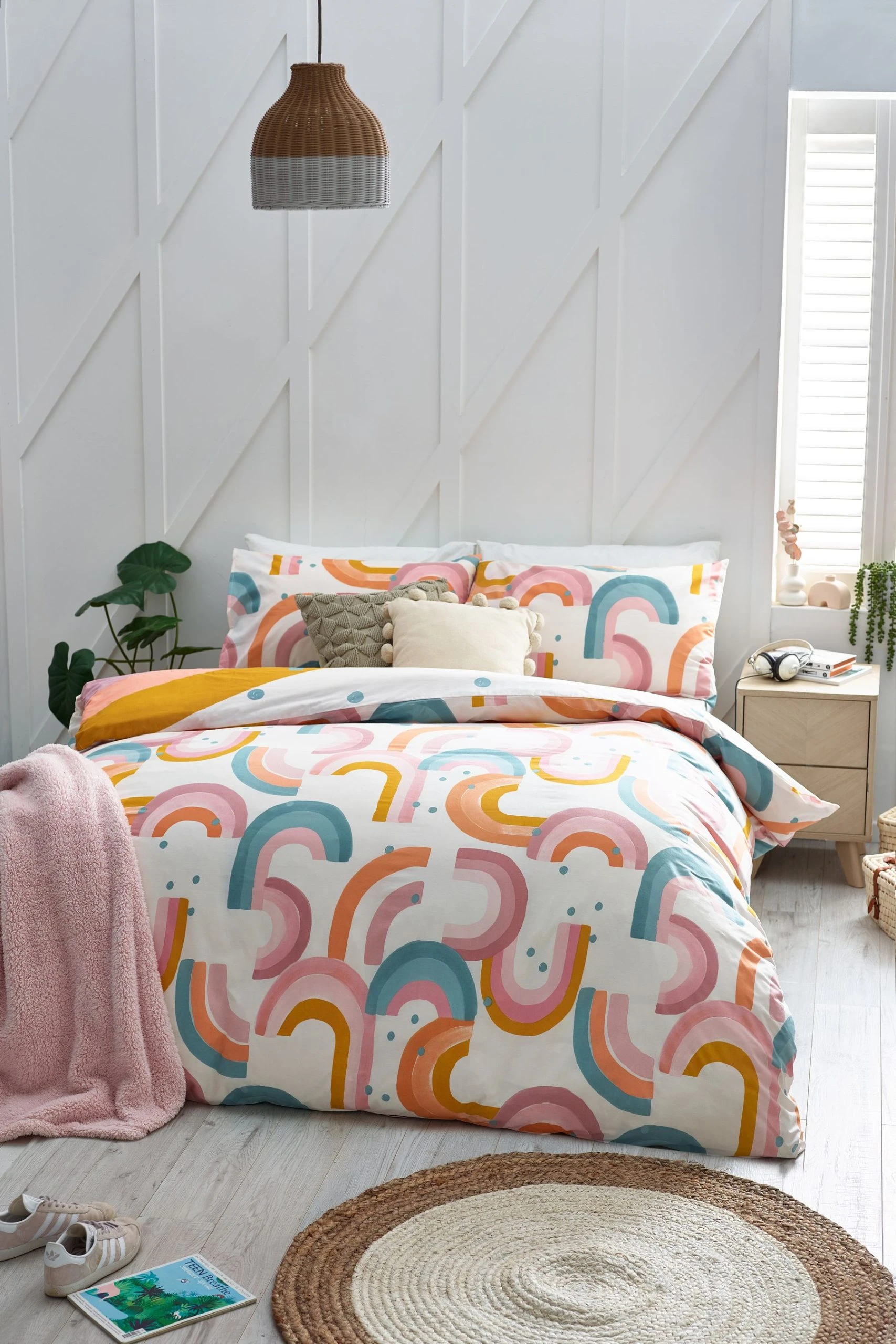 Next Scandi Rainbow Reversible Duvet Cover And Pillowcase Set 4 Next Scandi Rainbow Reversible Duvet Cover And Pillowcase Set - Image 2