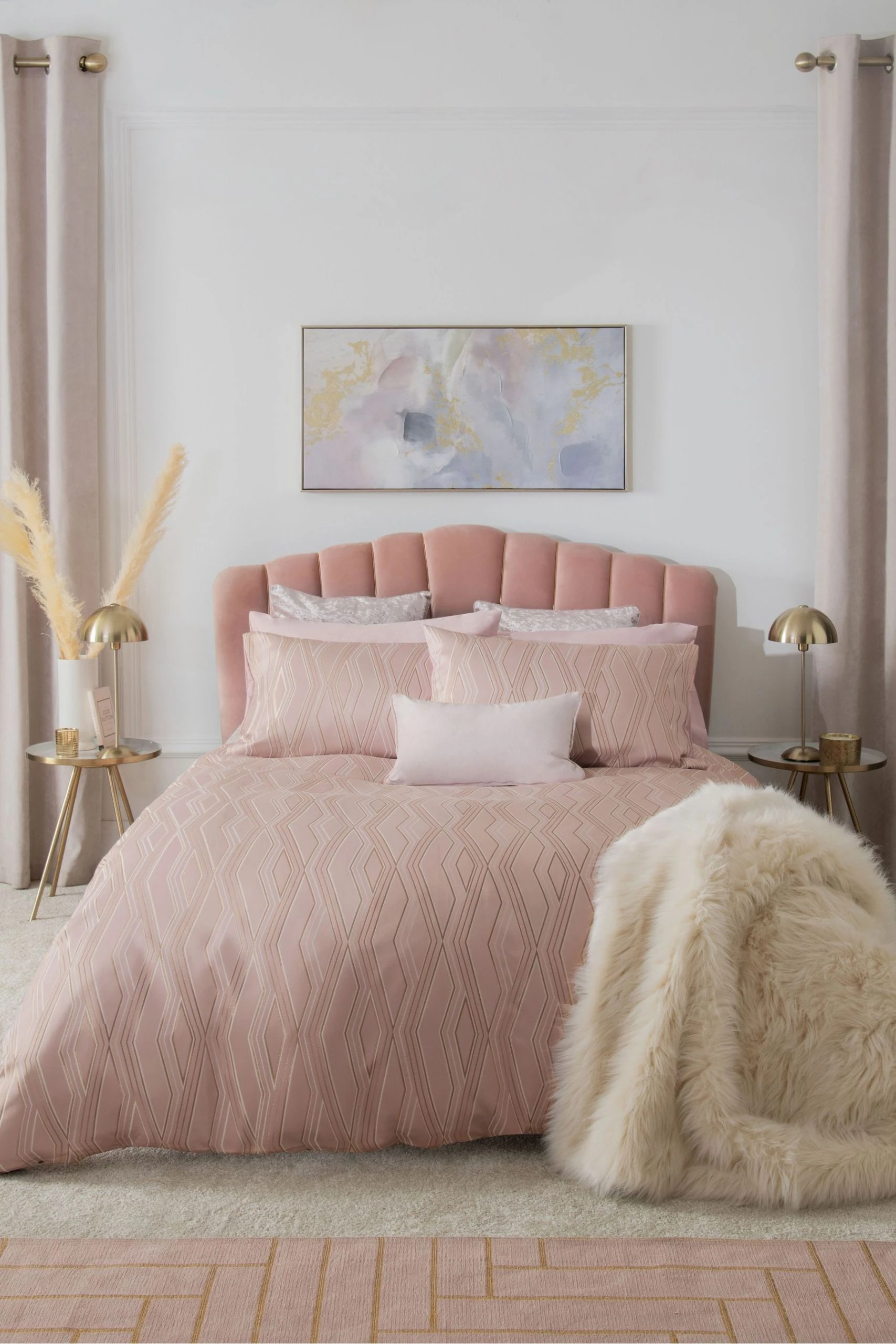 Next Luxe Diamond Jacquard Duvet Cover And Pillowcase Set 4 Next Luxe Diamond Jacquard Duvet Cover And Pillowcase Set - Image 2