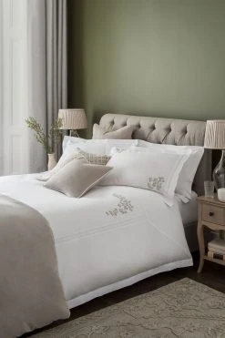 Next 200 Thread Count Embroidered 100% Cotton Duvet Cover And Pillowcase Set -Furn Online M26 241s2