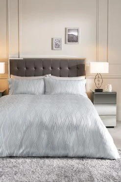Next Lustrous Diamond Jacquard Duvet Cover And Pillowcase Set