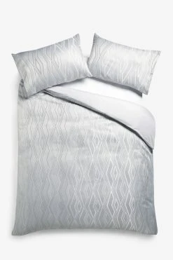 Next Lustrous Diamond Jacquard Duvet Cover And Pillowcase Set -Furn Online M26 409s4