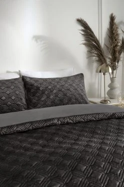 Next Luxe Velvet Geo Duvet Cover And Pillowcase Set
