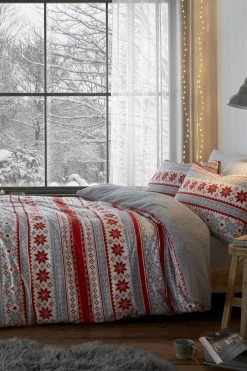 Catherine Lansfield So Soft Velvet Touch Fairisle Duvet Cover And Pillowcase Set